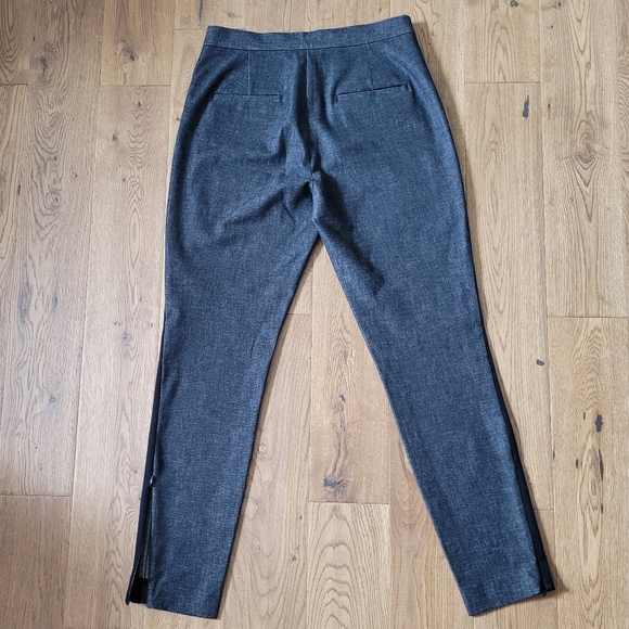 Sz6 BANANA REPUBLIC Sloan Charcoal Woven Material Tuxedo Pants with Blac… - Picture 3 of 6